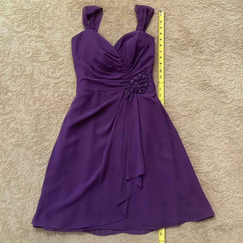 David’s Bridal Short Purple Chiffon Dress